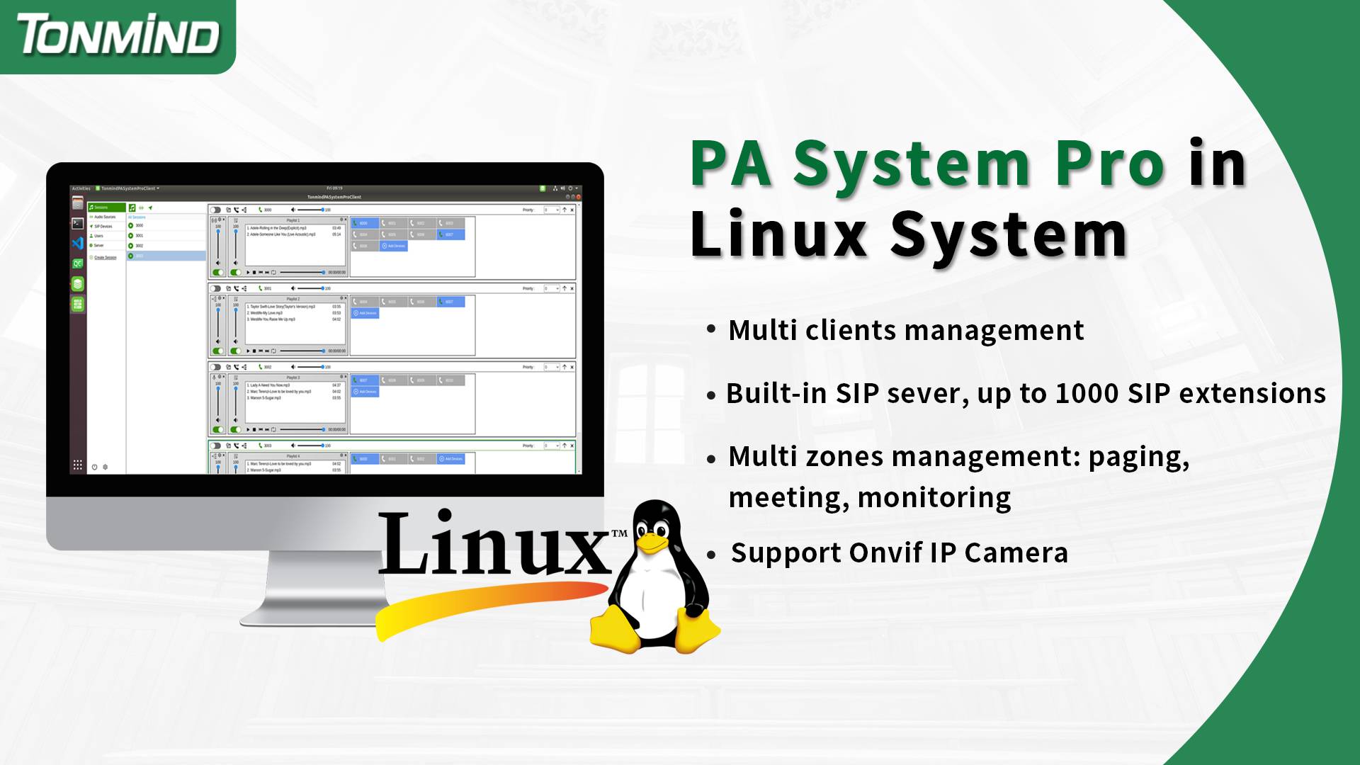 Tonmind lança versão PA System Pro Linux para expandir cenários de aplicativos