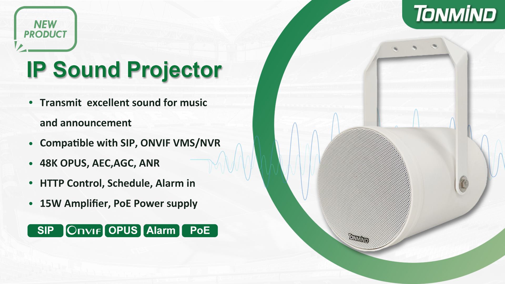 Tonmind lança novo projetor de som IP para aplicações versáteis de áudio interno